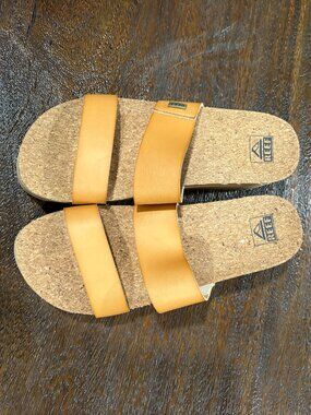 Ladies Reef Camel Brown 2 Strap Platform Sandals Shoes sz 11